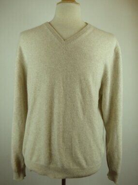 JOSEPH & LYMAN bloomingdales cashmere cream beige v neck sweater L